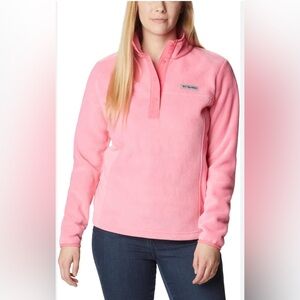 NWOT Columbia Pink Crewneck Button Up Fleece Size XL in Pink
